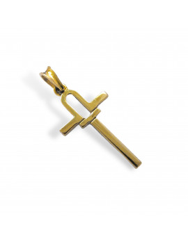 Cruz de Oro Macizo 18k. Colgante Cruz Moderna de 16x30 mm