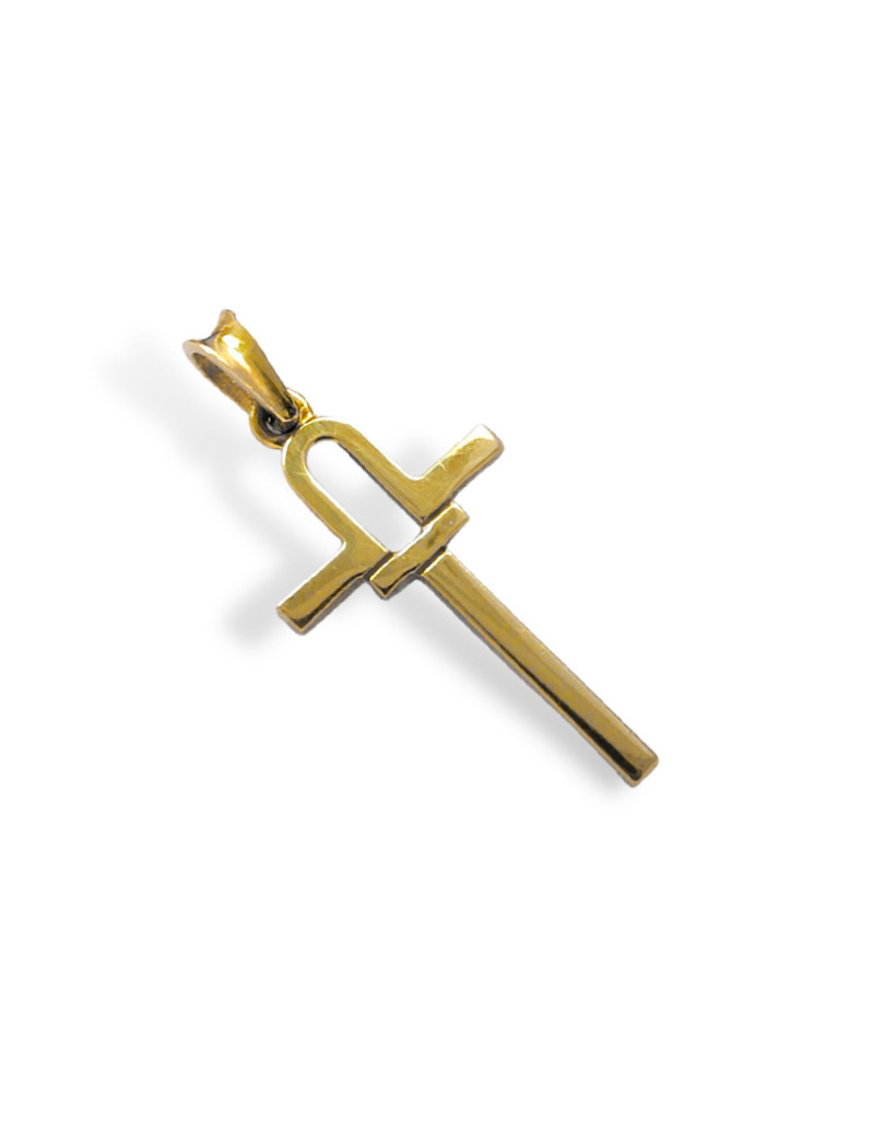 Cruz de Oro Macizo 18k. Colgante Cruz Moderna de 16x30 mm