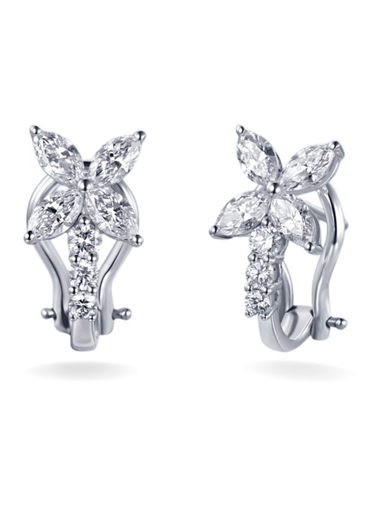 Pendientes Flor Diamantes 1,05 ct Marquese / Brillantes Oro Blanco 18k