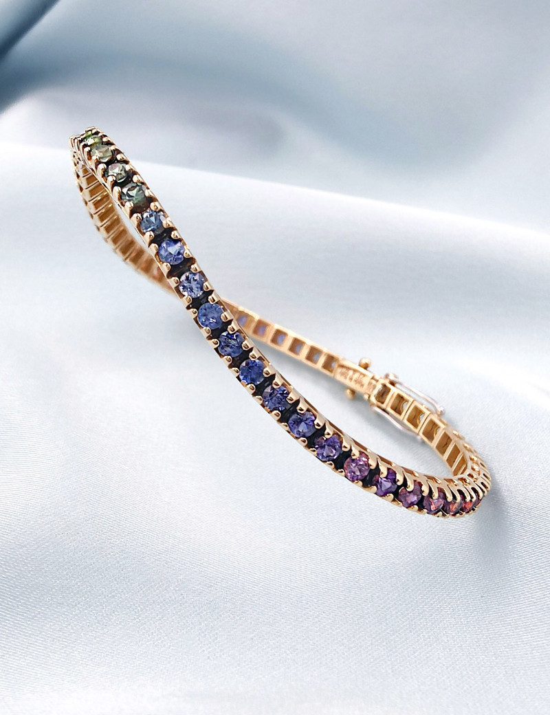 Pulsera Tenis Multicolor 4,75 ct Oro Amarillo 18k · Riviere Arcoiris