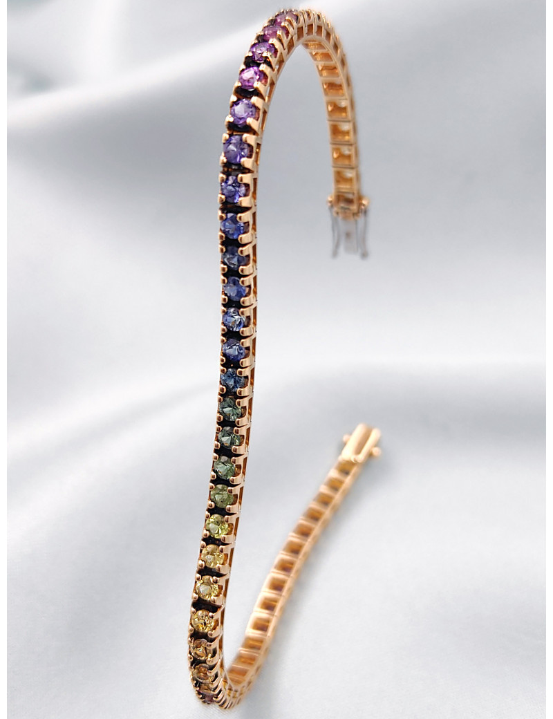 Pulsera Tenis Multicolor 4,75 ct Oro Amarillo 18k · Riviere Arcoiris