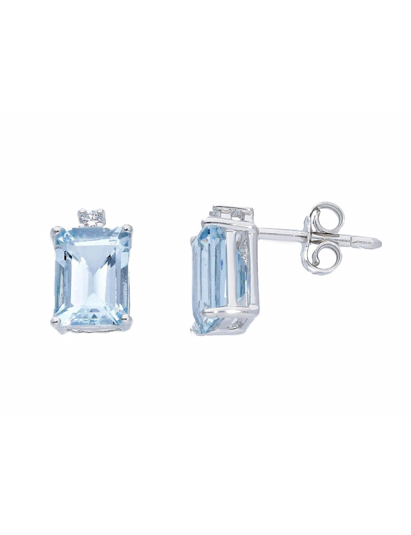 Ankara: Pendientes Aguamarinas Rectangulares 1,89 ct y Diamantes