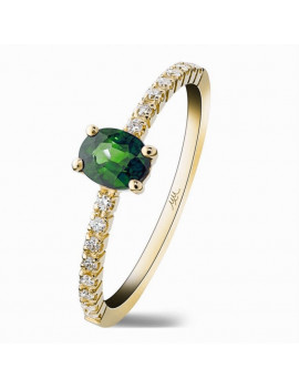 Evelyn: Anillo de Esmeralda y Diamantes en Oro Amarillo 18k