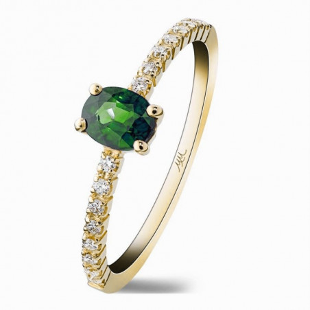 Evelyn: Anillo de Esmeralda y Diamantes en Oro Amarillo 18k