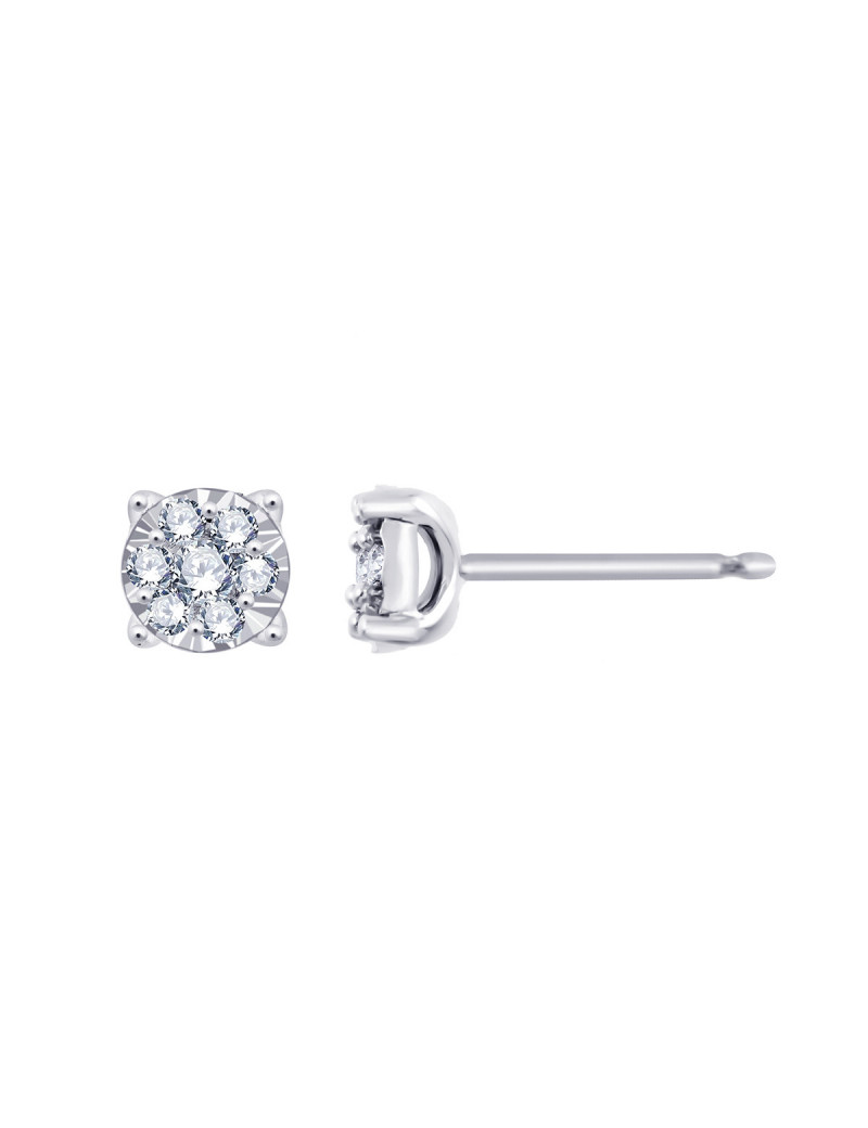 Pendientes de Diamantes Rosetón 0,20 ct · Oro Blanco 18 Kilates