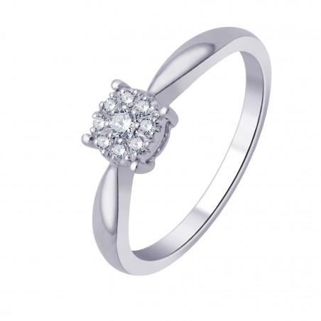 Anillo de Diamantes Rosetón en Oro Blanco 18 Kilates RG50436-010GSI
