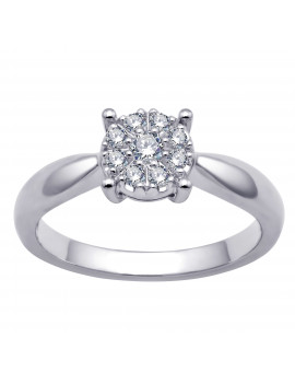 Anillo de Diamantes Rosetón 0,20ct Oro Blanco 18 Kilates