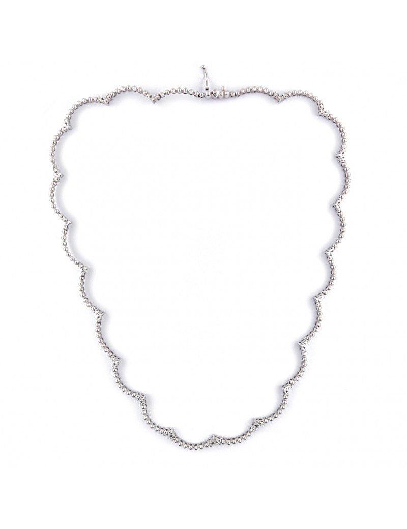 Gargantilla de Diamantes Bolitas Semi-Rígida Oro Blanco 18 Kilates