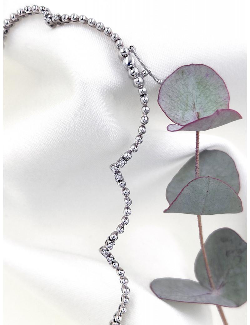 Gargantilla de Diamantes Bolitas Semi-Rígida Oro Blanco 18 Kilates