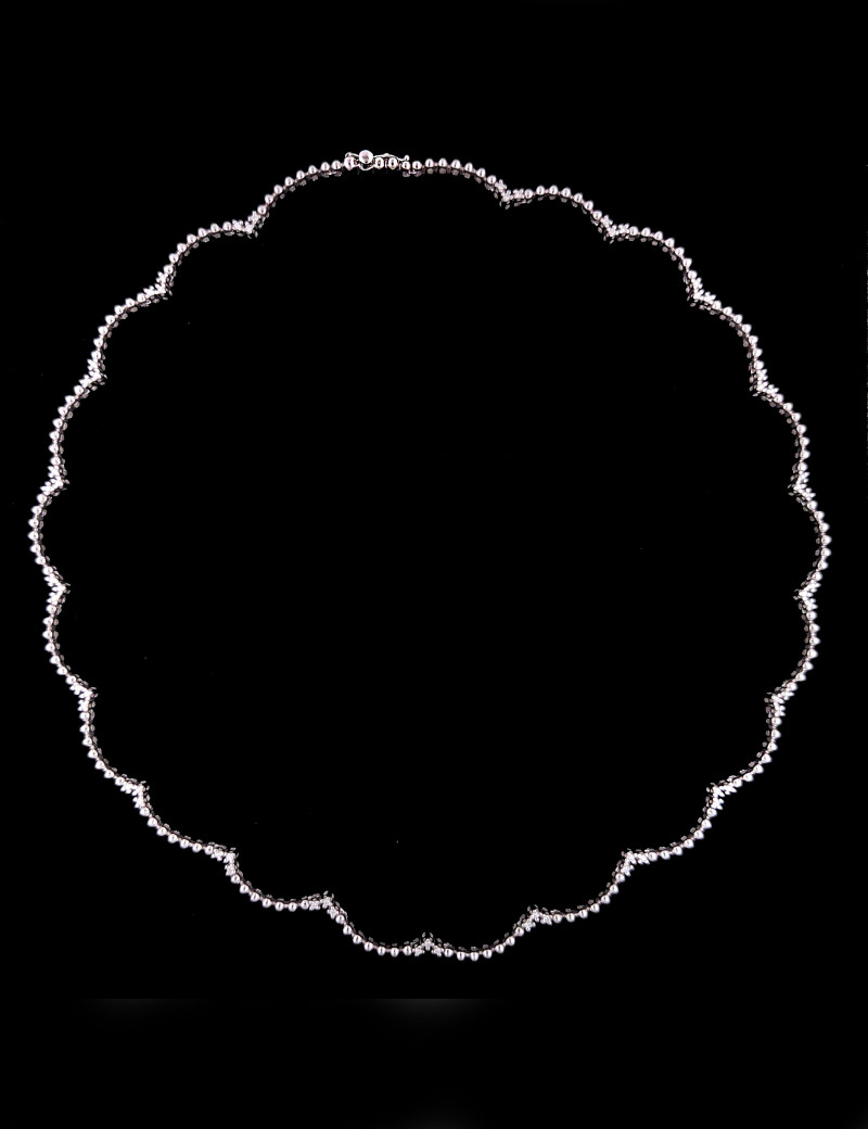 Gargantilla de Diamantes Bolitas Semi-Rígida Oro Blanco 18 Kilates