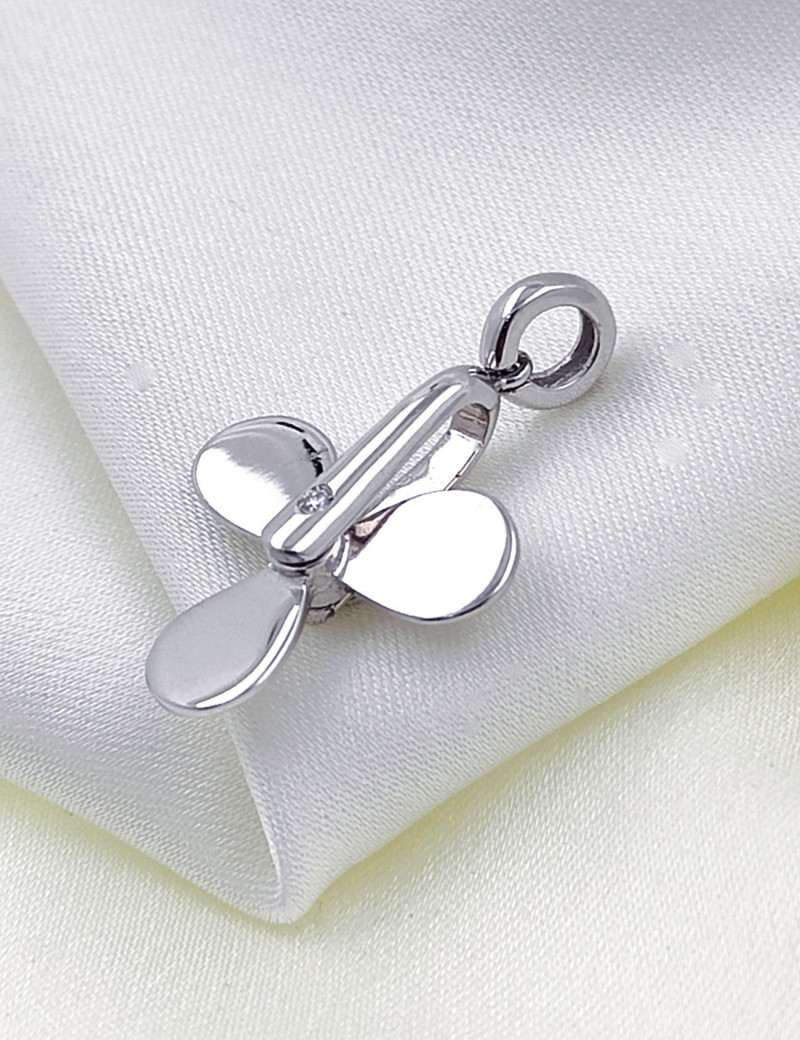 Colgante Hélice Barco Oro Blanco 18k · Hélice Náutica con 1 Diamante