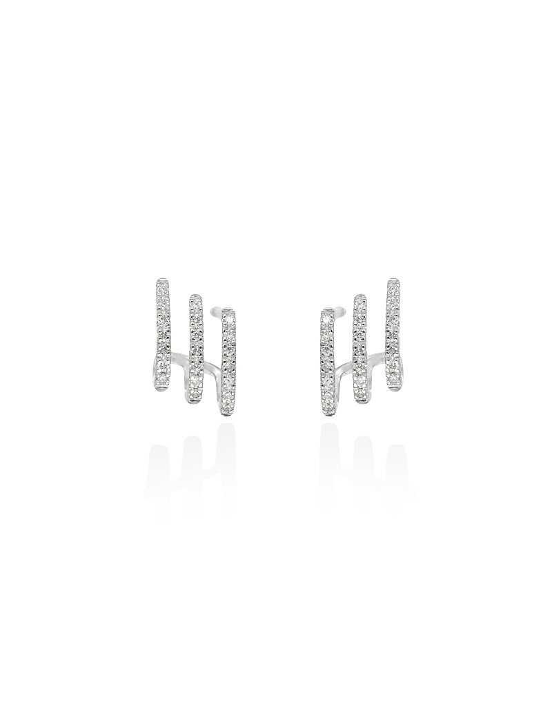 Pendientes de Diamantes Aro Triple 0,26ct · Oro Blanco 18k