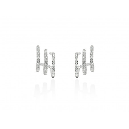 Pendientes de Diamantes Aro Triple 0,26ct · Oro Blanco 18k