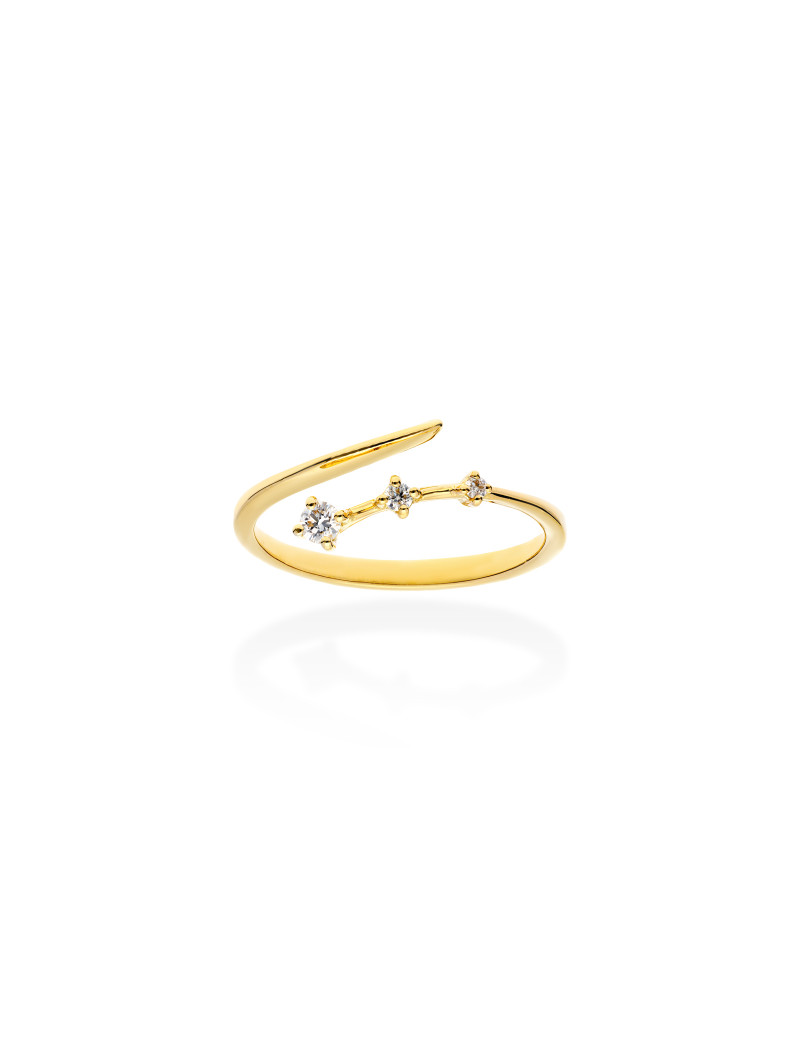 Anillo Tresillo de Diamantes · Sortija Minimalista de Oro Amarillo 18K