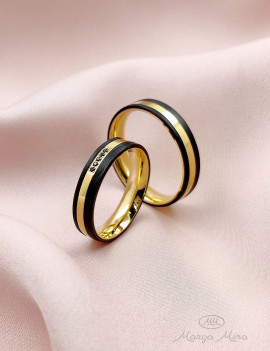 ▷ Genius 3 · Alianzas de Boda Oro y Carbono 4,5mm · Joyería Marga Mira