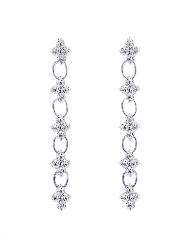Pendientes de Diamantes Largos 0,88ct · Oro Blanco 18k