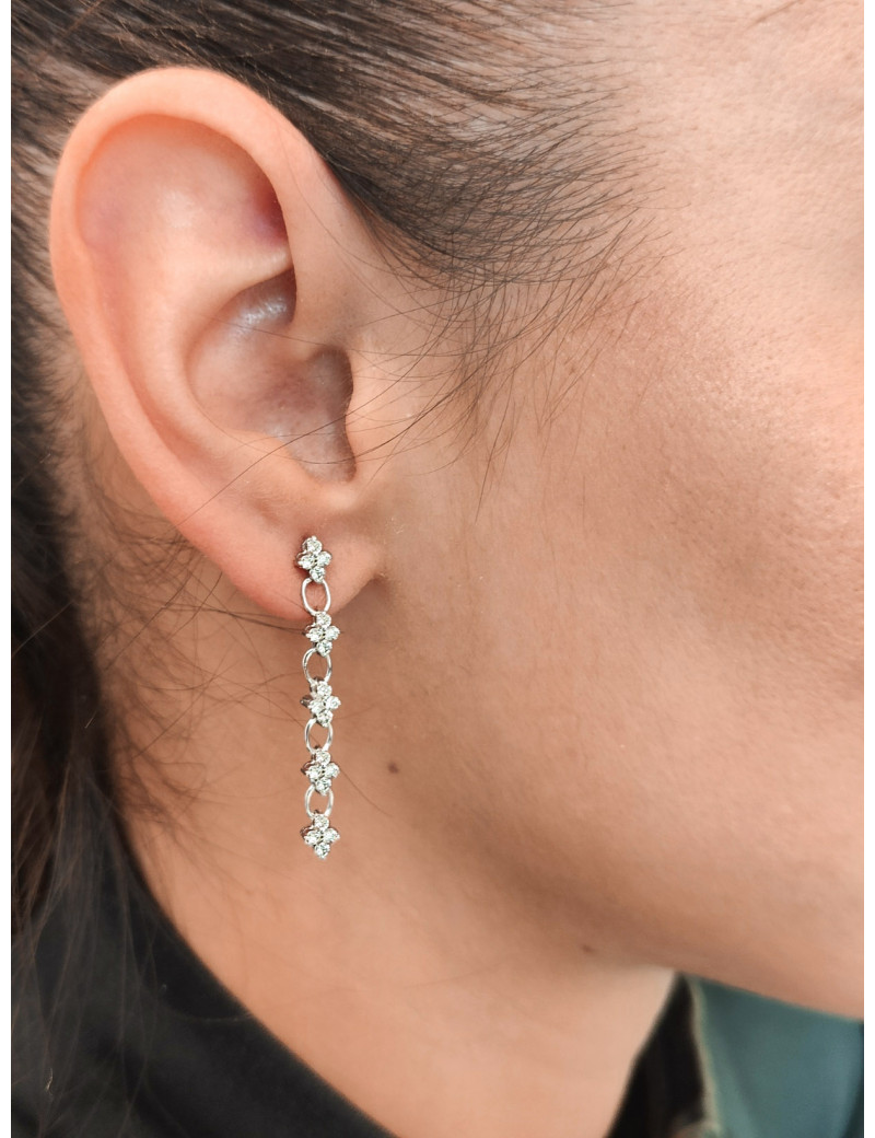 Pendientes de Diamantes Largos 0,88ct · Oro Blanco 18k