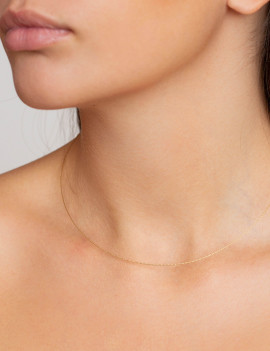 Collar Fino de Oro Amarillo 18k · Gargantilla Minimalista y Flexible