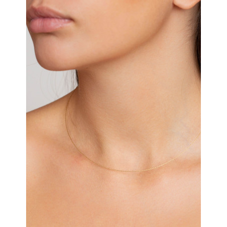 Collar Fino de Oro Amarillo 18k · Gargantilla Minimalista y Flexible