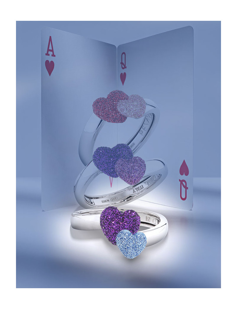 Anillo de Corazones Multicolor Azul y Morado · Joyería Marga Mira