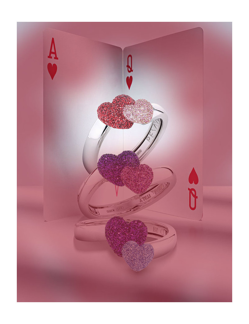 Anillo de Corazones Rosa y Rojo · Pesavento Polvo Di Sogni