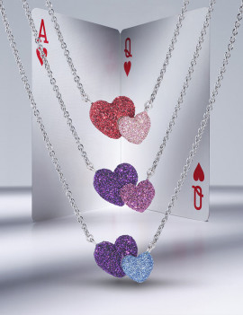 Collar de Corazones Rosa y Rojo · Pesavento Polvo Di Sogni
