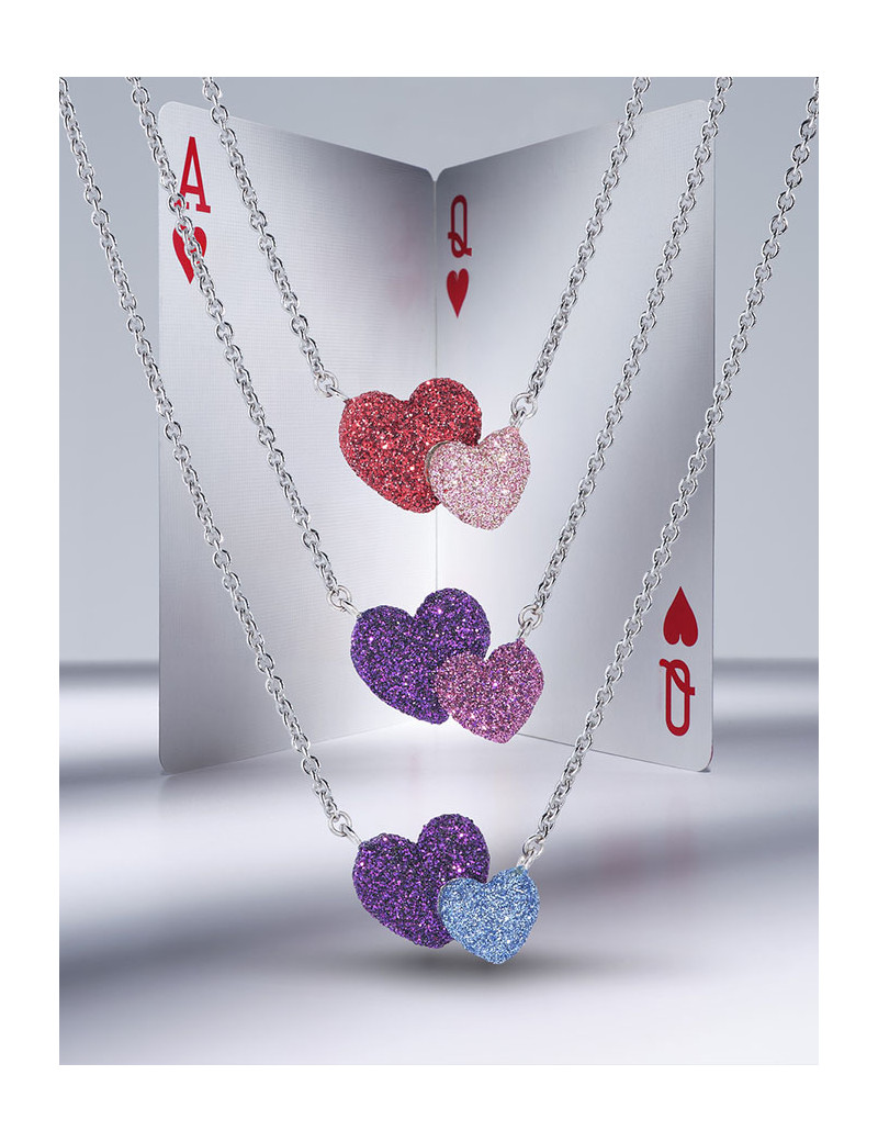 Collar de Corazones Rosa y Rojo · Pesavento Polvo Di Sogni