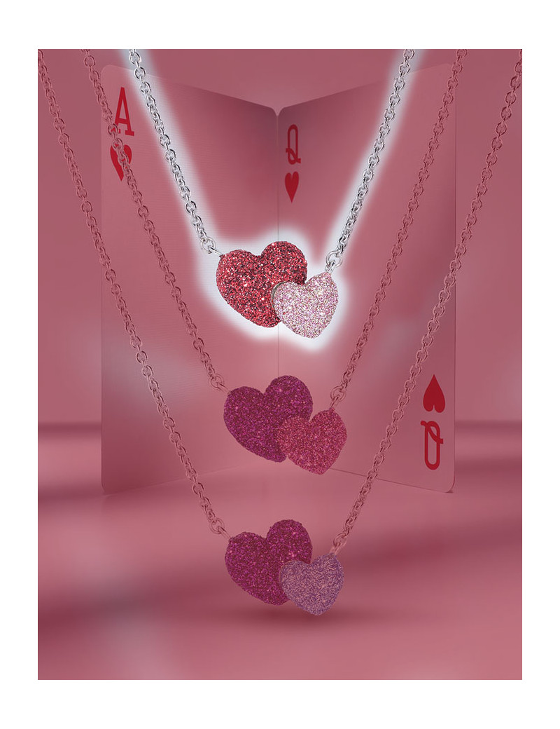 Collar de Corazones Rosa y Rojo · Pesavento Polvo Di Sogni