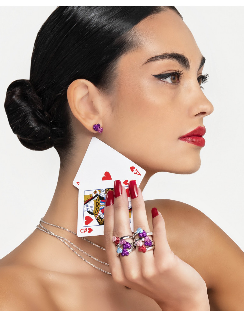 Anillo de Corazones Rosa y Rojo · Pesavento Polvo Di Sogni