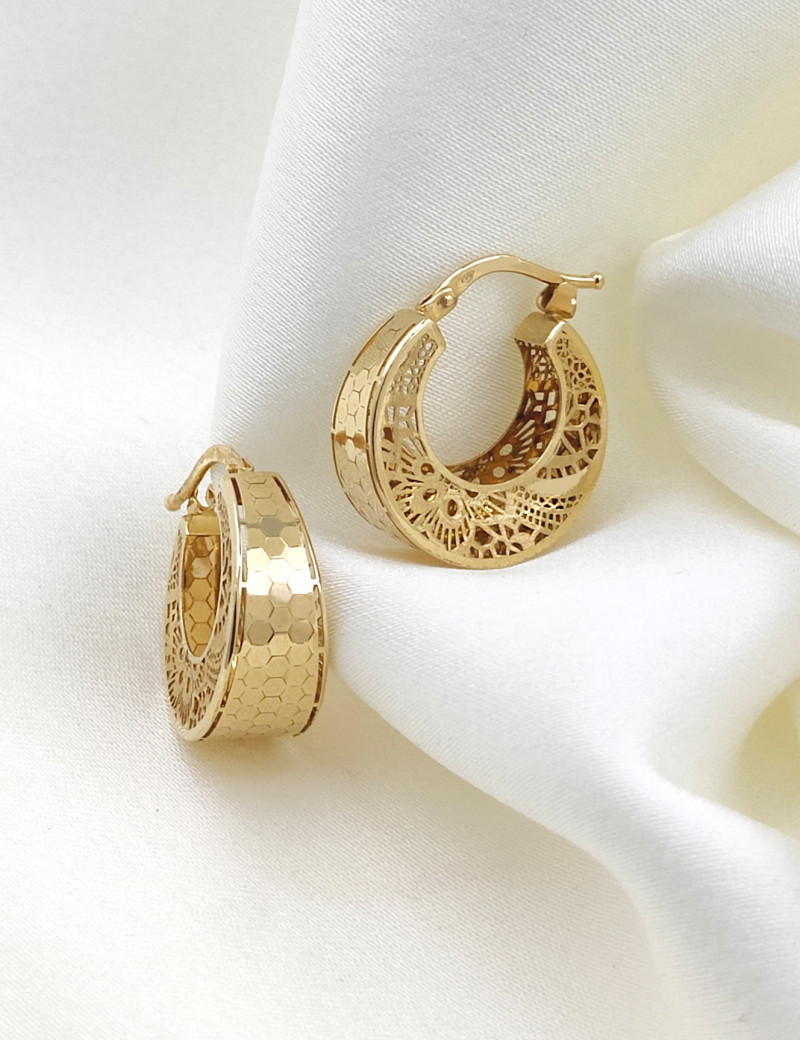 Pendientes Aros Filigrana Oro Amarillo 18k · Joyería Marga Mira