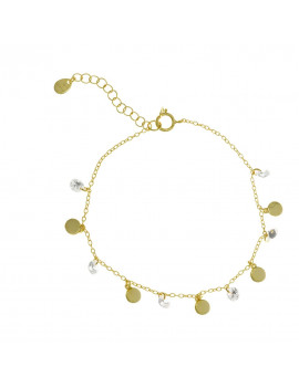 Pulsera Plata Dorada Circulos y Circonitas