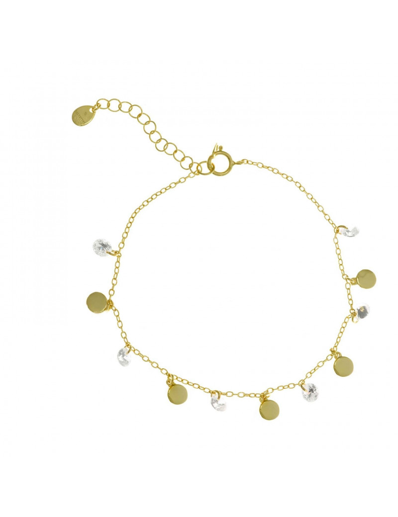Pulsera Plata Dorada Circulos y Circonitas