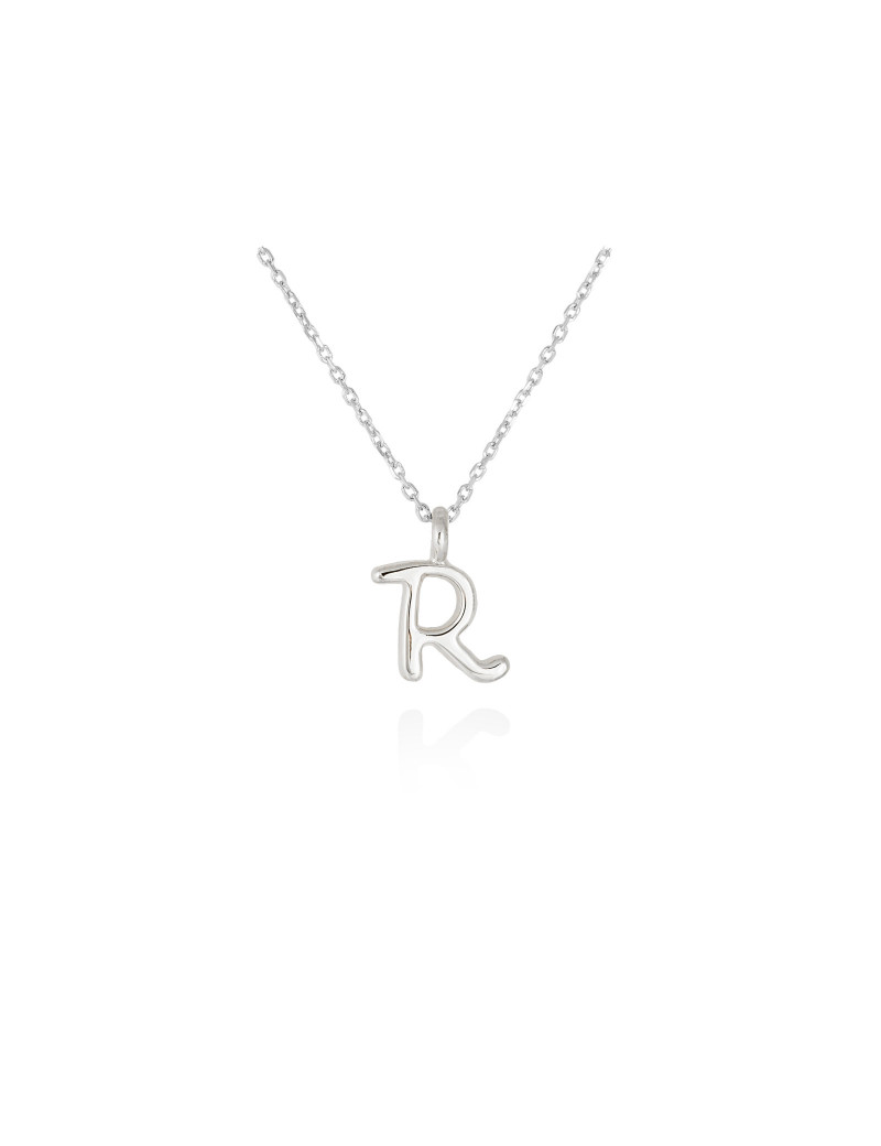 Collar letra R inicial oro blanco 18k · Letra Inicial Personalizada