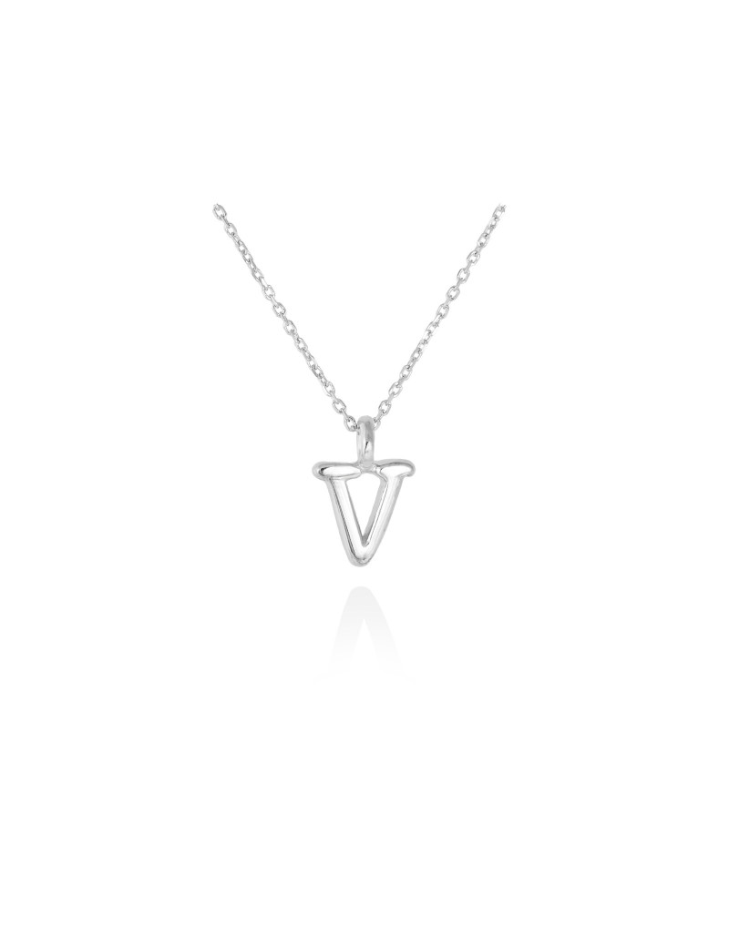 Collar letra V inicial oro blanco 18k · Letra Inicial Personalizada