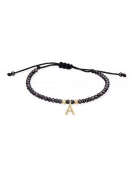 Pulsera Letra Inicial de Oro Amarillo 18k y Espinelas · Joyería Marga Mira