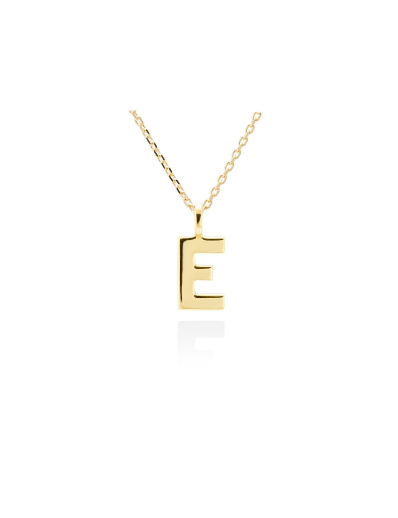Collar letra E inicial oro amarillo 18k · Gargantilla "Letra E" 10 mm