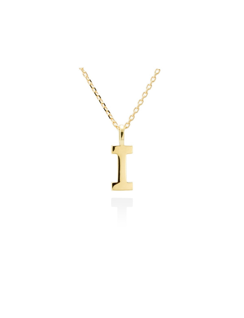 Collar letra I inicial oro amarillo 18k · Gargantilla "Letra I" 10 mm