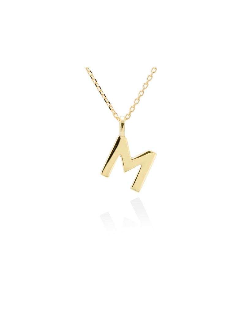 Collar letra M inicial oro amarillo 18k · Gargantilla "Letra M" 10 mm