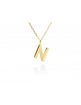 Collar letra N inicial oro amarillo 18k · Gargantilla "Letra N" 10 mm