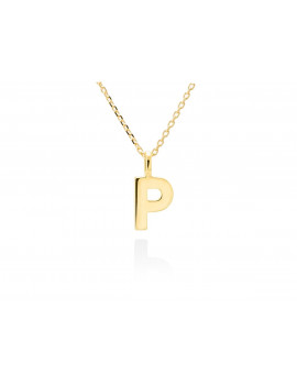 Collar letra P inicial oro amarillo 18k · Gargantilla "Letra P" 10 mm