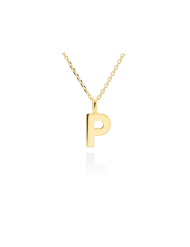 Collar letra P inicial oro amarillo 18k · Gargantilla "Letra P" 10 mm