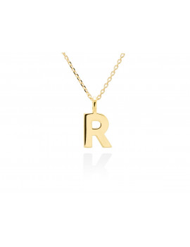 Collar letra R inicial oro amarillo 18k · Gargantilla "Letra R" 10 mm