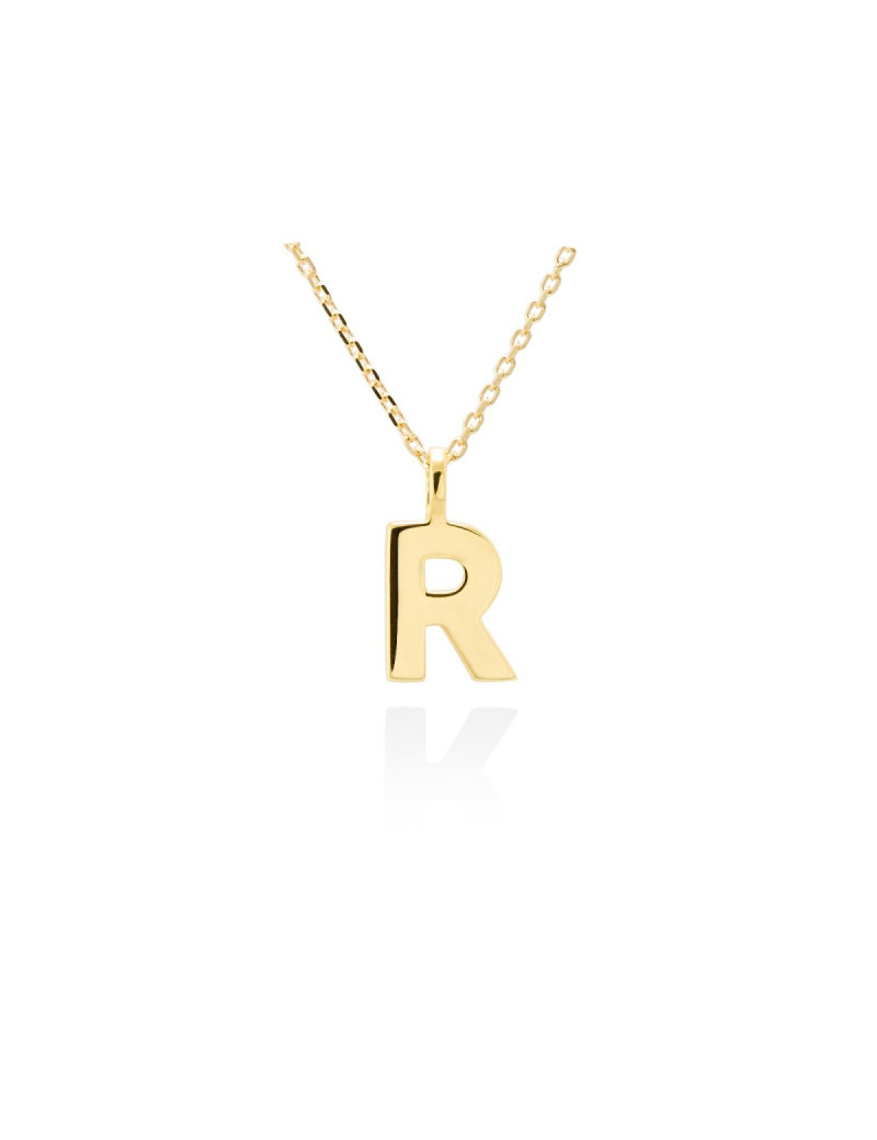 Collar letra R inicial oro amarillo 18k · Gargantilla "Letra R" 10 mm