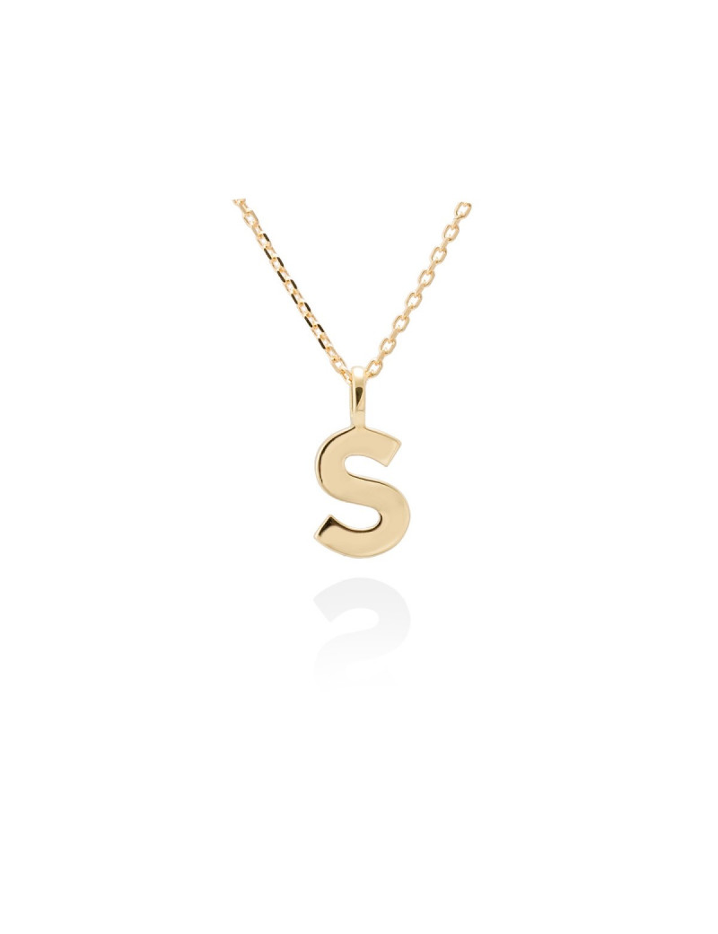 Collar letra S inicial oro amarillo 18k · Gargantilla "Letra S" 10 mm