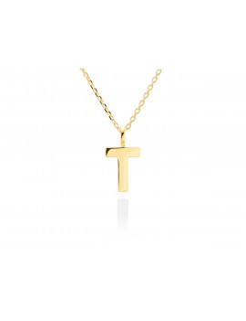 Collar letra T inicial oro amarillo 18k · Gargantilla "Letra T" 10 mm