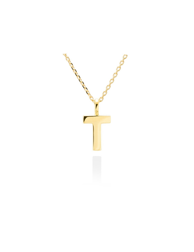 Collar letra T inicial oro amarillo 18k · Gargantilla "Letra T" 10 mm