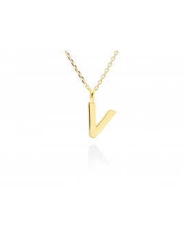 Collar letra V inicial oro amarillo 18k · Gargantilla "Letra V" 10 mm