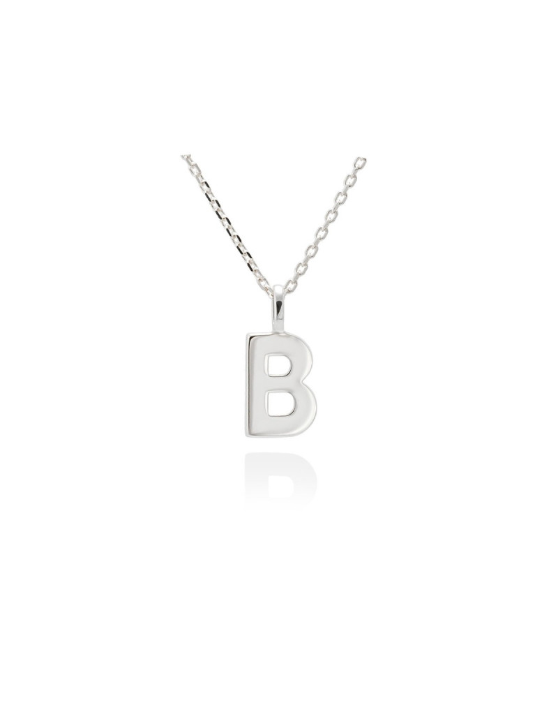Collar letra B inicial oro blanco 18k · Gargantilla "Letra B" 10 mm