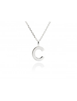 Collar letra C inicial oro blanco 18k · Gargantilla "Letra C" 10 mm