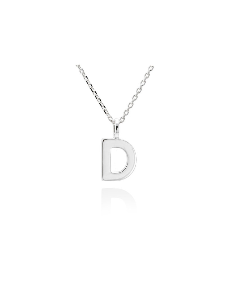 Collar letra D inicial oro blanco 18k · Gargantilla "Letra D" 10 mm
